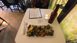 Combo plate, also included a small bowl of soup at Yoga Bar in Lund