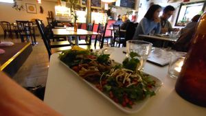 Combo plate, also included a small bowl of soup at Yoga Bar in Lund