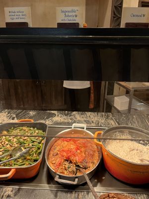 Labeled vegan breakfast offerings  at Walt Disney World - Tusker House Restaurant in Lake Buena Vista