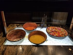 So many salad dressings and veggies at Walt Disney World - Tusker House Restaurant in Lake Buena Vista