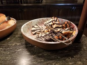 Zebra bread (NOT gluten-free, but looked awesome) at Walt Disney World - Tusker House Restaurant in Lake Buena Vista