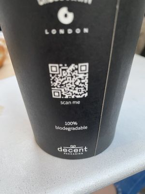 Biodegradable coffee cup!  at Crosstown Doughnuts Vegan in London