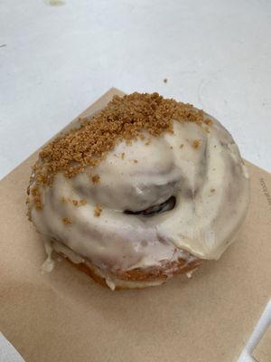 Cinnamon Scroll doughnut  at Crosstown Doughnuts Vegan in London