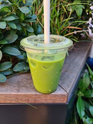 Cinnamon drink at Crosstown Doughnuts Vegan in London