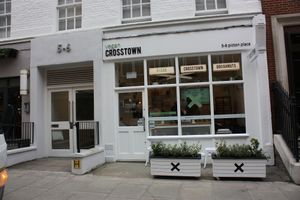 Store front at Crosstown Doughnuts Vegan in London