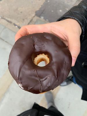 Chocolate ring at Crosstown Doughnuts Vegan in London