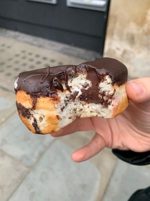 Chocolate ring at Crosstown Doughnuts Vegan in London