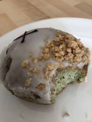 Close up Coconut Lime at Crosstown Doughnuts Vegan in London