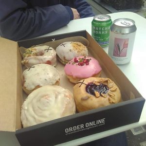 Selection box at Crosstown Doughnuts Vegan in London