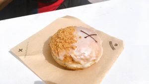 rhubarb, raspberry & ginger at Crosstown Doughnuts Vegan in London