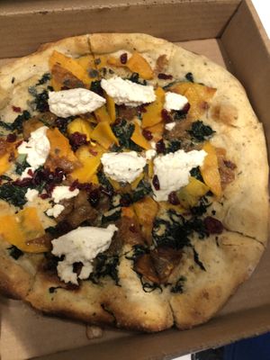 Butternut squash pizza w/ vegan almond ricotta  at True Food Kitchen in Boca Raton