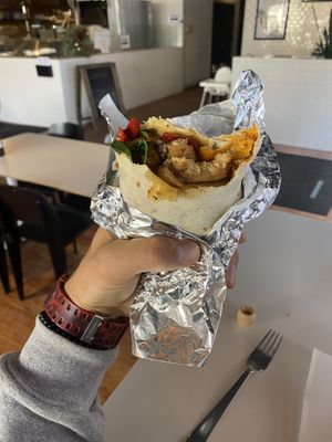 Veggie plate customized into a burrito at Local Kitchen & Coffee Shop in Glenwood Springs