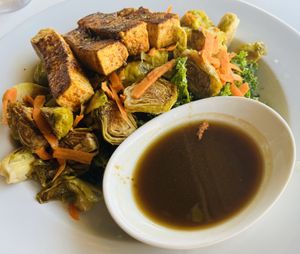 Kale, Brussels, tofu, a few little carrot shreds, and a wonderful dressing!   at Local Kitchen & Coffee Shop in Glenwood Springs