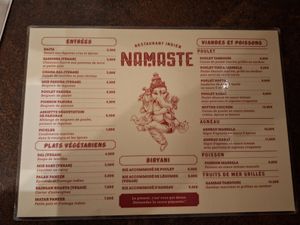 Carta, señala las opciones veganas. at Namaste in Bayonne