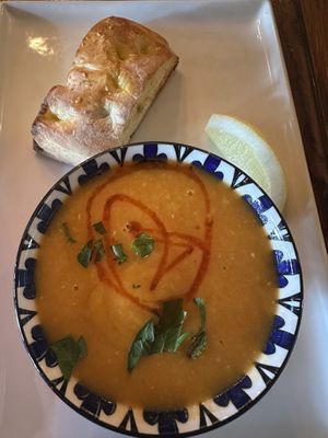 Chorba (lentil soup)  at Carmen Jones in Auckland