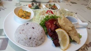 The fried meal at Aina Cafe in Osaka