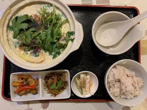 Tofu in casserole at Aina Cafe in Osaka