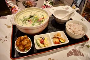 Soy soup set at Aina Cafe in Osaka