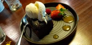 Vegan sticky toffee pud at The Courthouse Bar in Douglas