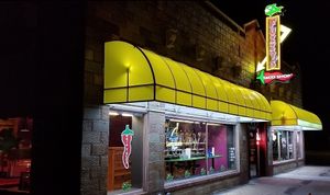 Outside at Fuzzy's Taco Shop in Topeka