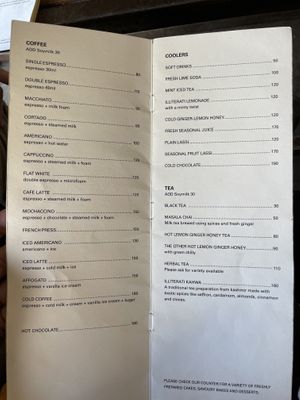 Menu  at Illiterati in Dharamshala