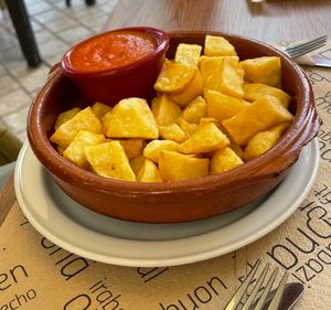 Patatas Bravas. Delicious. at Canadu in Malaga