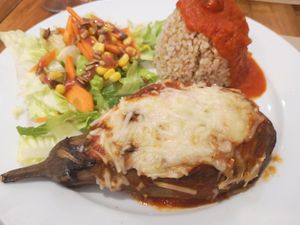 Eggplant vegan at Canadu in Malaga