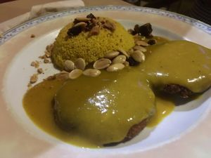 Dish with vegetarian "meat"balls and cous-cous (do not remember the exact name in menu) at Canadu in Malaga