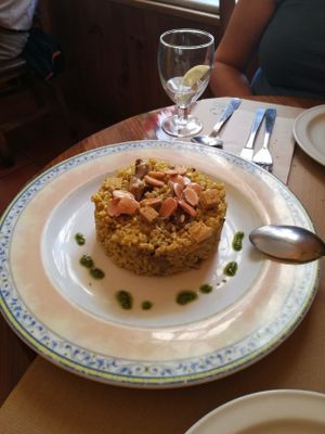 Curried rice with mushrooms, almonds and tofu at Canadu in Malaga