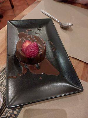 Dark chocolate flan at Canadu in Malaga