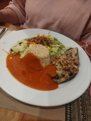 Vegetarian aubergine gratin at Canadu in Malaga