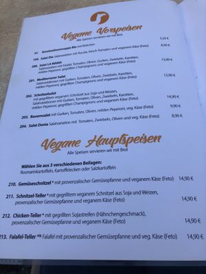 Vegan menu  at Kamels in Bad Bergzabern