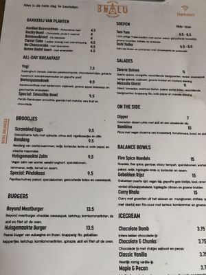 Menue at Bhalu in Nijmegen