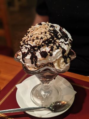 Vegan chocolate nut Sunday  at Charlie Brown's Diner in Eastbourne