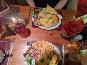 Vegan lasagne with salad and a choice of chips or garlic bread  at Charlie Brown's Diner in Eastbourne
