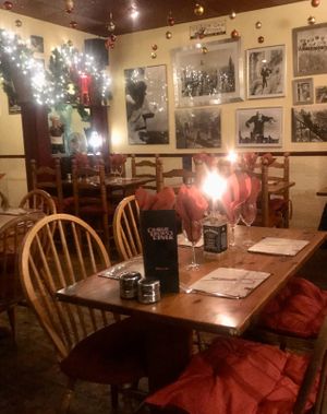 All done up for Christmas. A lovely intimate family restaurant. With an old school Americana style.  at Charlie Brown's Diner in Eastbourne