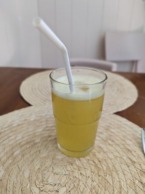 Turmeric lemonade at Bio.Tequim Vegetariano Restaurante in Tavira