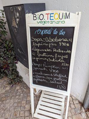 Daily specials at Bio.Tequim Vegetariano Restaurante in Tavira