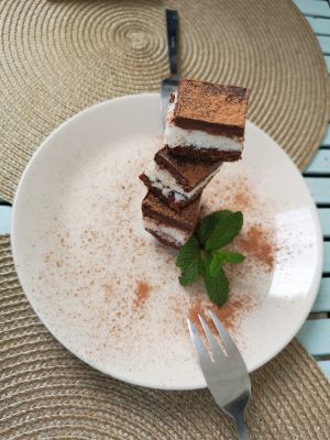 Coconut and chocolate brownie at Bio.Tequim Vegetariano Restaurante in Tavira