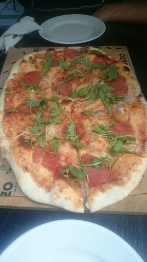 Vegan Salami pizza at Orzo People Music Nature in Krakow