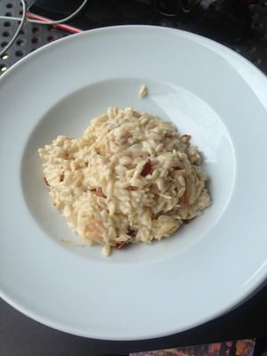 Vegan carbonara  at Orzo People Music Nature in Krakow