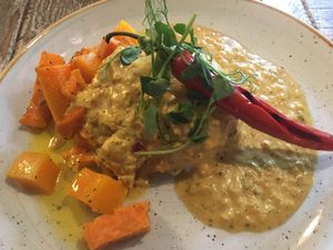 Spiced coconut curry (main) at The Oat Sheaf in Fleet