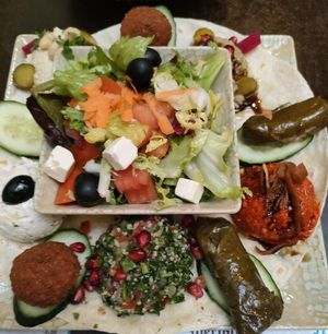Vegetarian platter to share at Al Wadi in Sevilla