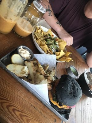 Vegan Burger and nachos  at Tiendas Naturales in Rosario