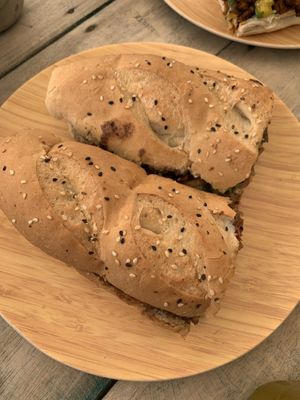 Sausage sandwich  at Huitzilli Saludable in Merida