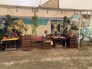 Garden seats at Huitzilli Saludable in Merida