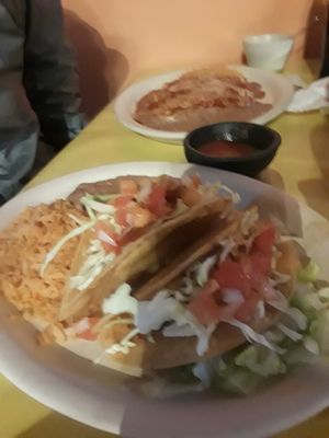 This is the Vegan Potato Taco Plate, it's delicious ! at Habanero's Fresh Mex in Las Cruces