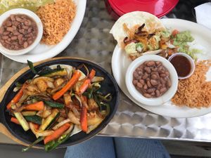 veggie fajitas!! (took a bite before snapping the pic, and i can confirm, they are Delicious)  at Habanero's Fresh Mex in Las Cruces