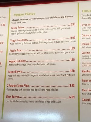 Specific Vegan Options...ask if there is a vegan dessert option. at Habanero's Fresh Mex in Las Cruces