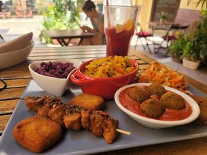 The Vegan mixed with a sangria. at El Vegetariano de la Alcazabilla in Malaga